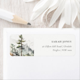 Étiquette Soft Woods Mountain Landcape Adresse de croquis