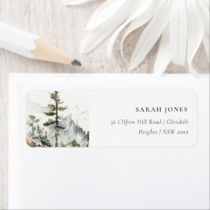 Étiquette Soft Woods Mountain Landcape Adresse de croquis