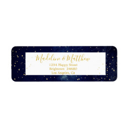 Étiquette Soirée Sky Gold Stars Mariage bleu Monogramme