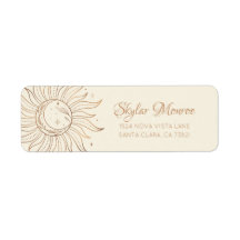 Soleil céleste d'or et lune sur ivoire Adresse de 