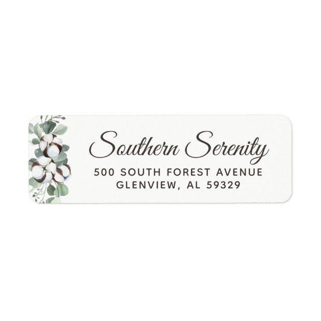 Étiquette Southern Cotton & Botanical Minimalist Adresse (Devant)