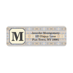 Étiquette Southwest Design Gold Blue Grey Tribal Motif