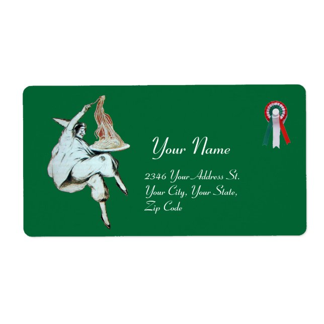 Étiquette SPAGHETTI PARTY CUISINE ITALIENNE, RESTAURANT vert (Devant)