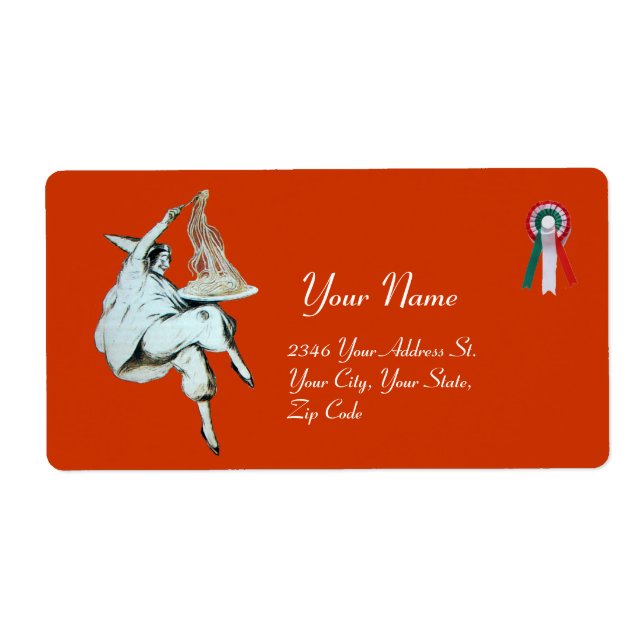 Étiquette SPAGHETTI PARTY ITALIAN KITCHEN, RESTAURANT orange (Devant)