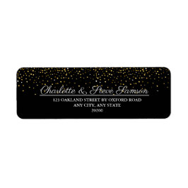 Étiquette Sparkle Black and Gold Mariage Adresse de retour