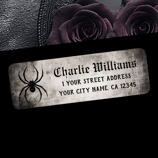 Étiquette Spider gritty grunge Halloween return address (Spider gritty grunge Halloween return address Label)