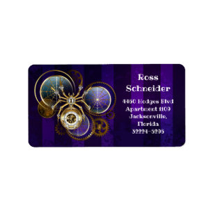 Étiquette Spider Steampunk sur Arrière - plan pourpre