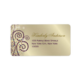 Étiquette Spirales pourpres Boho Anniversaire Mariage Étique