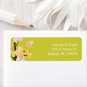 Étiquette Spring Bird Light Green Mariage Adresse de retour