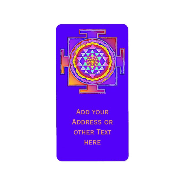 Étiquette Sri Yantra - Symbole hindouiste Design 1 (Devant)