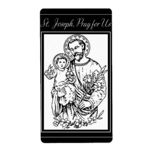 Étiquette St. Joseph Priez pour Nous Noir, Blanc, Catholiqu