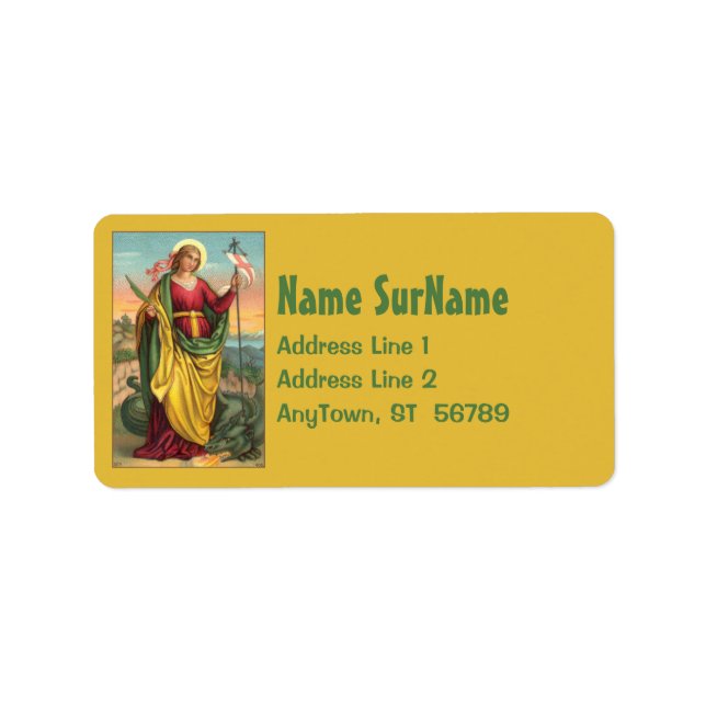 Étiquette St Margaret avec le dragon et la bannière de résur (Devant)