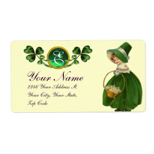ÉTIQUETTE ST PATRICK'S DAY - IRLANDE, FILLE ET SHAMROCK
