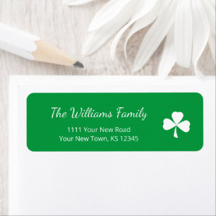 Étiquette St. Patrick's Day Shamrock Green Return Adresse