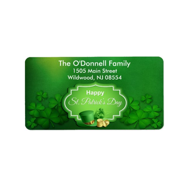 Étiquette St. Patrick's Day Top Hat & Coins - Personnaliser (Devant)