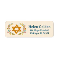 Star of David Floral Jewish Adresse de retour
