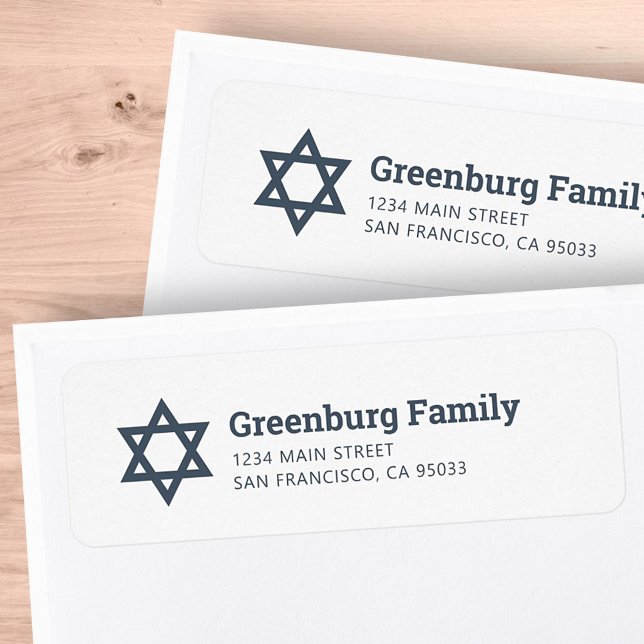 Étiquette Star of David Modern Simple Chic Adresse de retour (Créateur téléchargé)