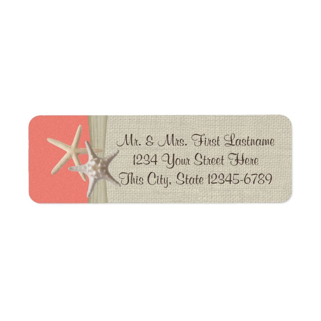 Étiquette Starfish Beach Coral (Devant)