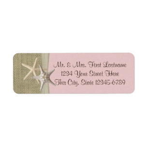 Étiquette Starfish Beach et Burlap Pink