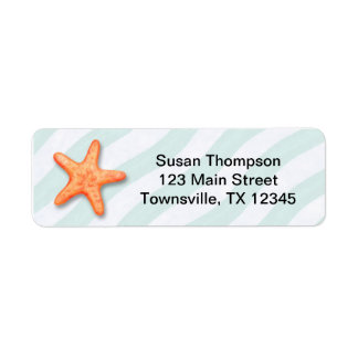Étiquette Starfish On Blue and White Wavey Stripes