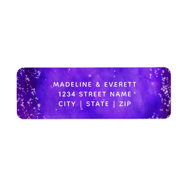Étiquette Starry Night Galaxy Purple Mariage Adresse de reto (Devant)