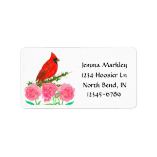 Étiquette State Bird of Indiana Cardinal Adresse de retour