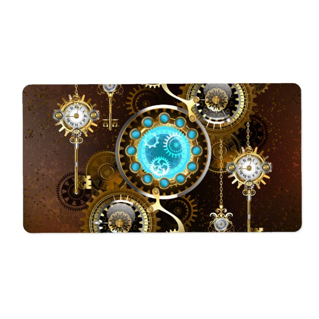 Étiquette Steampunk Arrière - plan rouillé avec des lentille (Devant)
