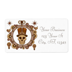 Étiquette Steampunk Thème Top Hat Skull Thunder_Cove