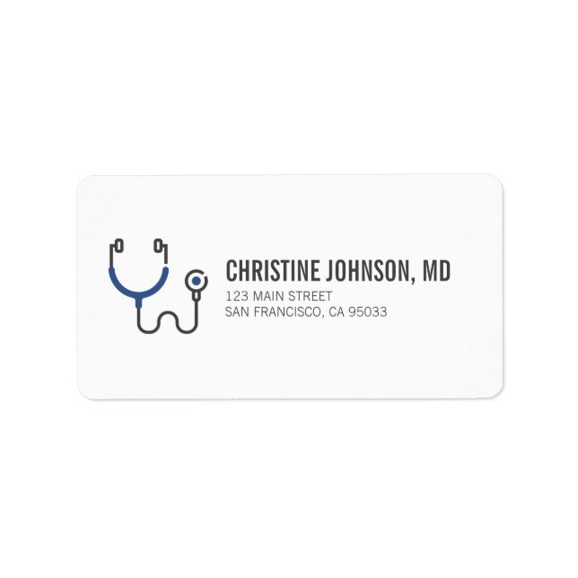 Étiquette Stethoscope Médicale | Adresse de retour de l'infi (Devant)