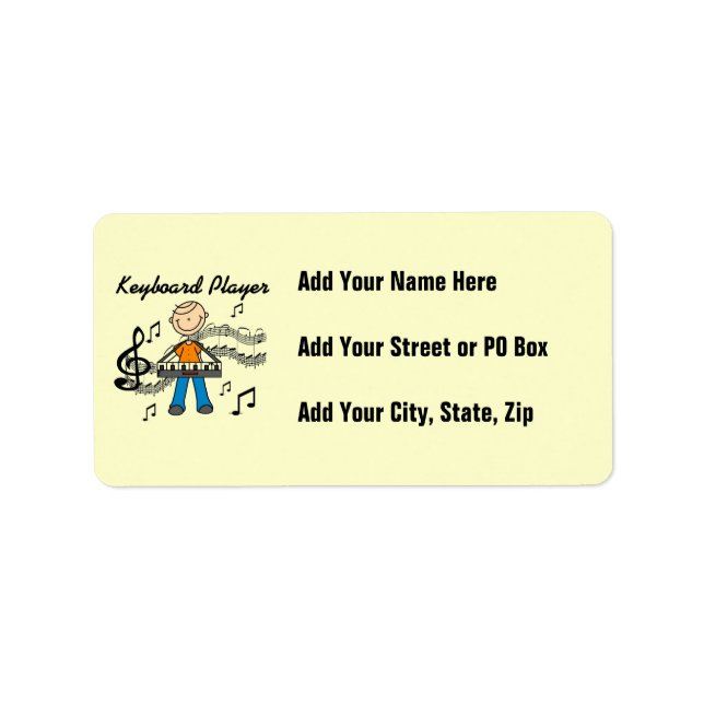 Étiquette Stick Figure Homme Joueur Clavier Cadeaux (Devant)