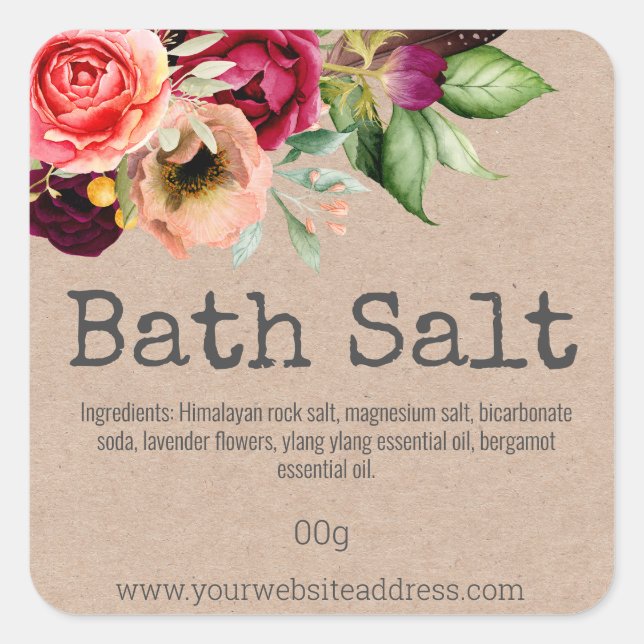 Étiquette Sticker Pour Sel Bain Maison (Devant)