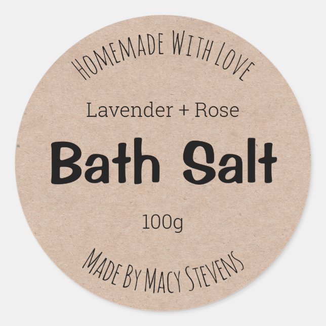 Étiquette Sticker Pour Sel Bain Maison (Devant)