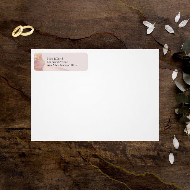 Étiquette Sticleur d'adresse Aquarelle Sérapie rose et or (Créateur téléchargé)