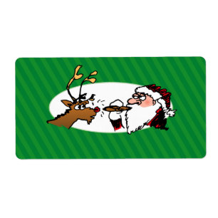 Étiquette Stogie Fumer Père Noël Funny Green Stripe Noël