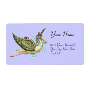 Étiquette STORK BOY BABY SHOWER , Blue White