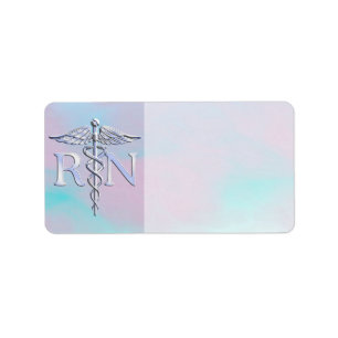 Étiquette Style Argent RN Caduceus Médicale Mère Pearl