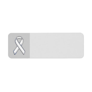 Étiquette Style Chrome White Ribbon Sensibilisation