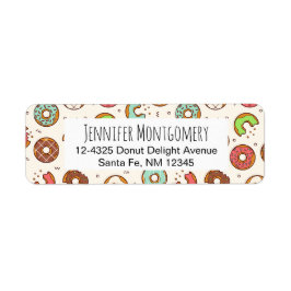 Étiquette Style coloré de Motif de beignets rétro