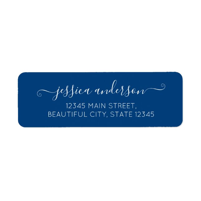 Étiquette Style moderne de calligraphie Script tendance Navy (Devant)