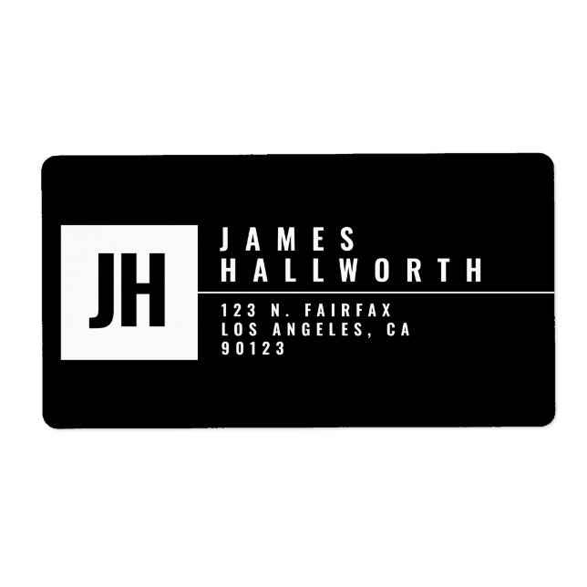 Étiquette Style moderne et audacieux | Noir et blanc (Devant)