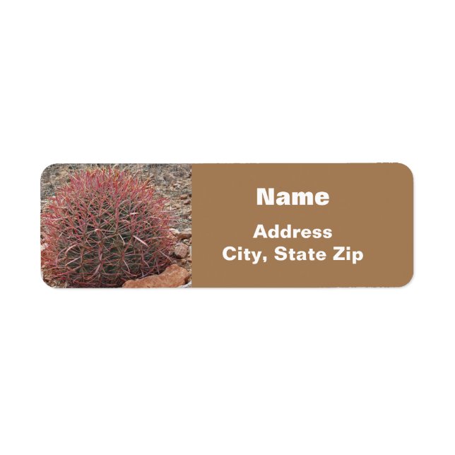 Étiquette Style sud-ouest Plante rouge Baril rouge Cactus (Devant)