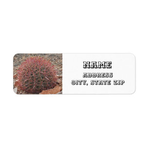 Étiquette Style sud-ouest Plante rouge Baril rouge Cactus