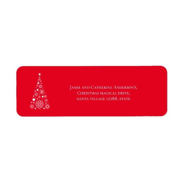 Étiquette Style tendance Script rouge sapin de Noël (Devant)