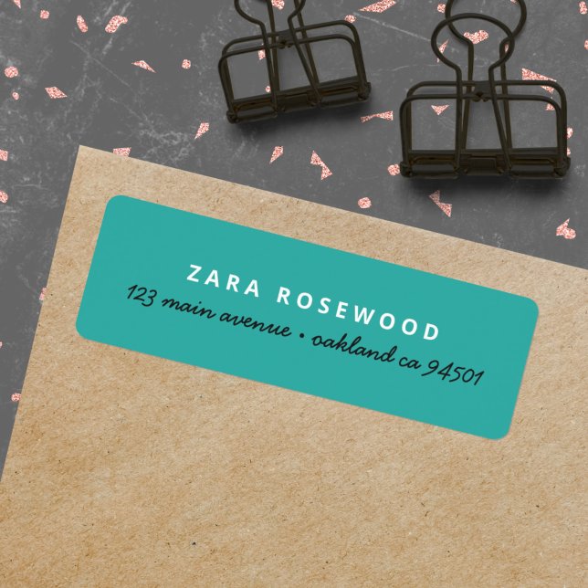 Étiquette Style tendance Sea Green Adresse de retour (A fun modern pre-addressed label in sea green for cool and trendy everyday mailing)
