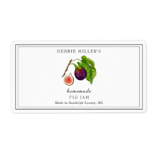 Étiquette Style vintage Fig sur blanc Jam Jar rectangulaire