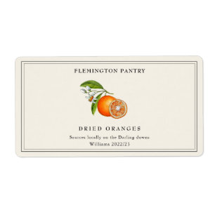 Étiquette Style vintage Oranges séchées rectangulaire blanc