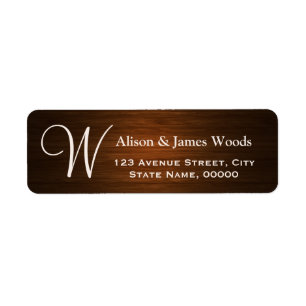Étiquette Style Wood Grain Rechercher Monogram Mariage