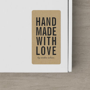 Étiquette Stylish Rustic Bold Handmade with Love Faux Kraft