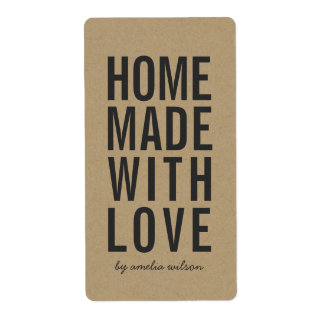 Étiquette Stylish Rustic Bold Homemade with Love Faux Kraft