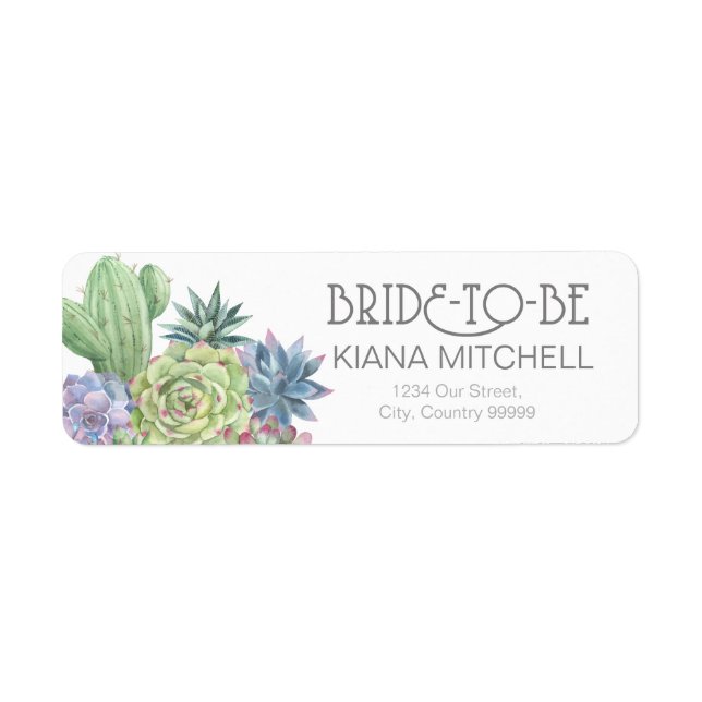 Étiquette Succulents et étincelle Mariage ID515 (Devant)